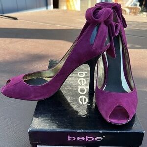 💜💜💜Bebe Shoes heels purple suede EVA stilettos
